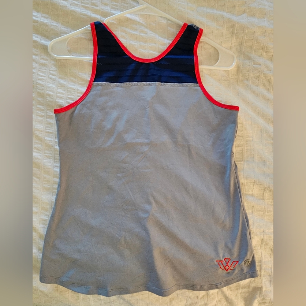 Lija Light Blue, Navy Sport Top with Sporty Red Trim Design Quality